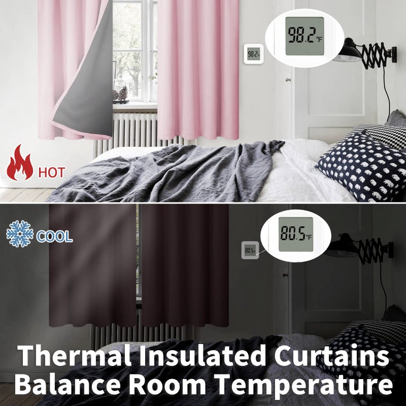 BGment Pink Blackout Curtains for Girls Room 2 Panels Set, Kids Curtains for Baby Nursery Bedroom 84 Inch Length Thermal Insulated Soundproof Full Room Darkening Toddler Room, Each Panel 42 Inch Wide - Image 4